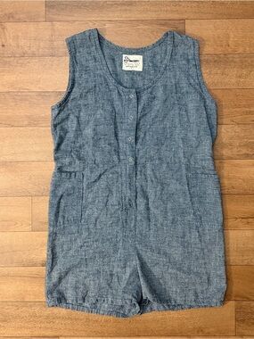 Conscious Clothing Size Large Blue Romper Made In Michigan Organic Earthy Light